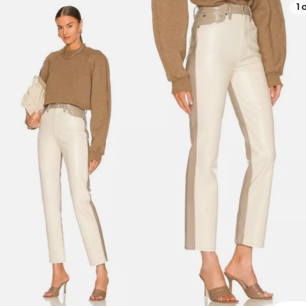 Agolde 90s Pinch Waist Paneled Leather Straight Leg Pant